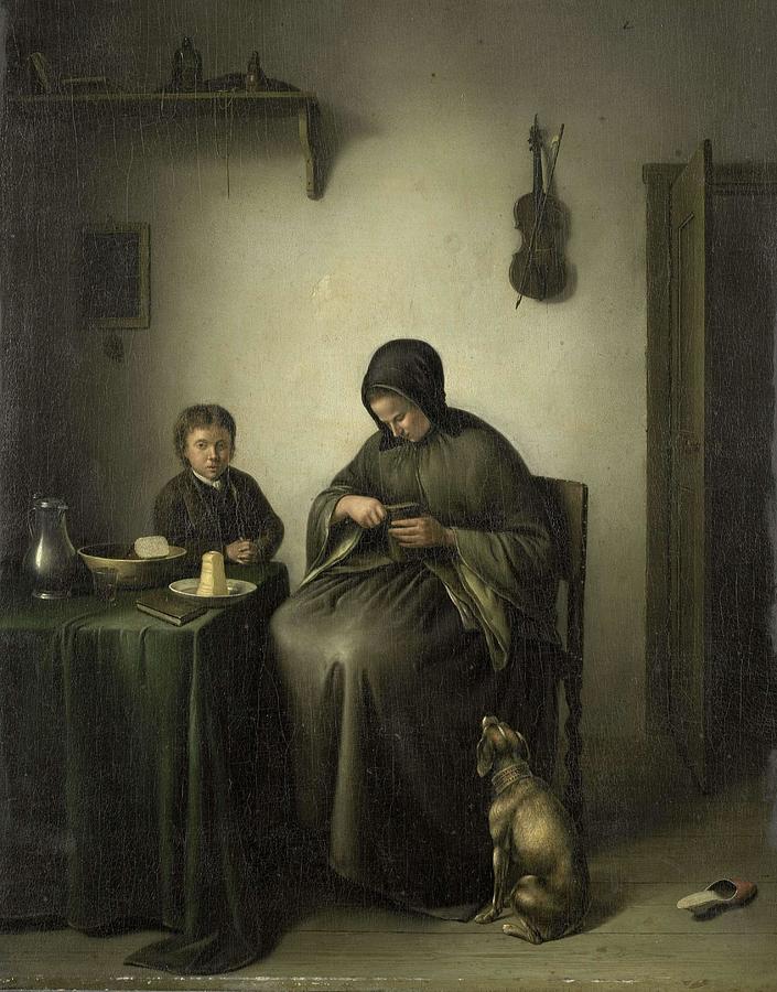 An image of a woman slicing bread johannes christiaan janson